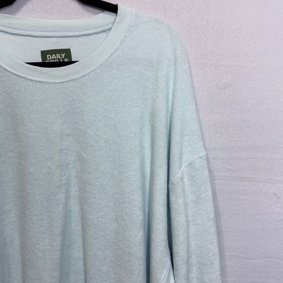 Daily Drills Oversized Crew Neck Terry Cloth Cozy Sweatshirt Surf Green Size M/L - Picture 7 of 10
